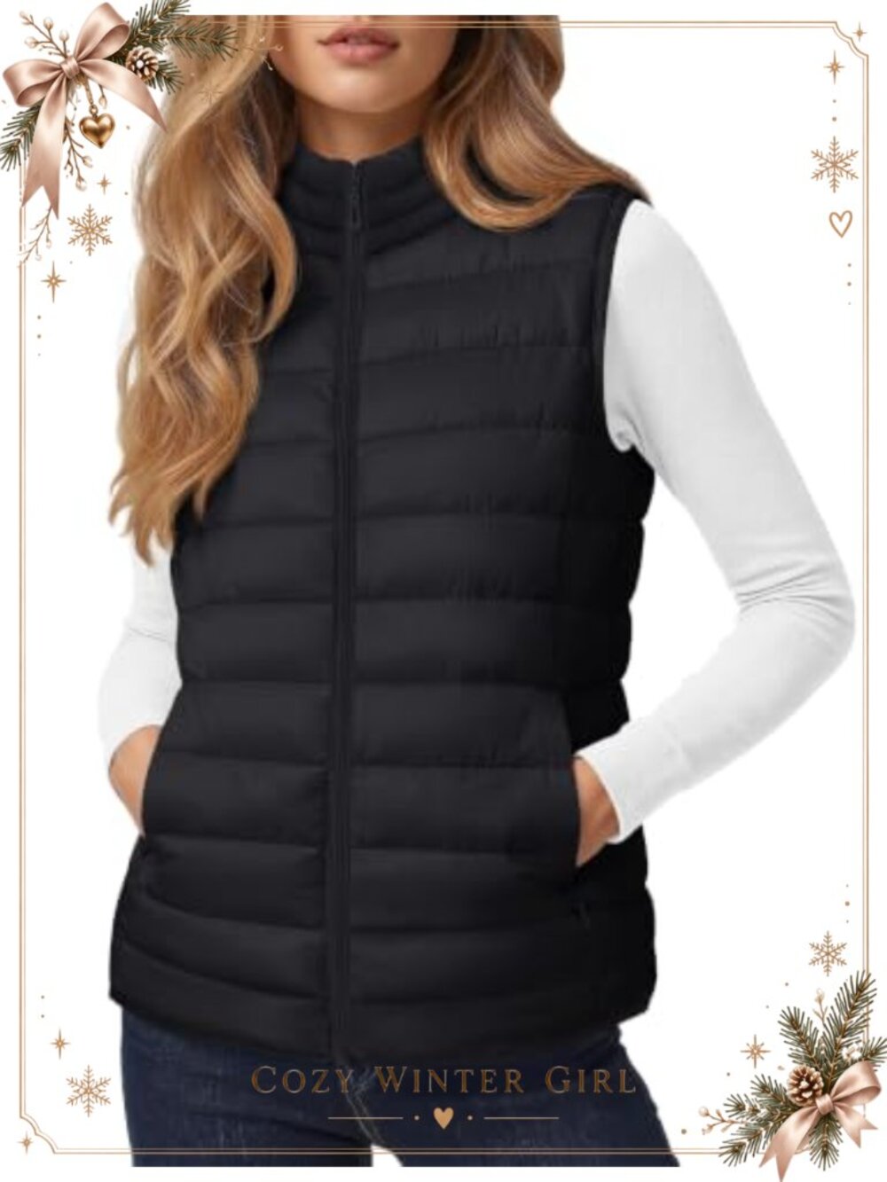 Quilted Puffer Vest Lightweight Sleeveless Zip Up Puffy Jacket